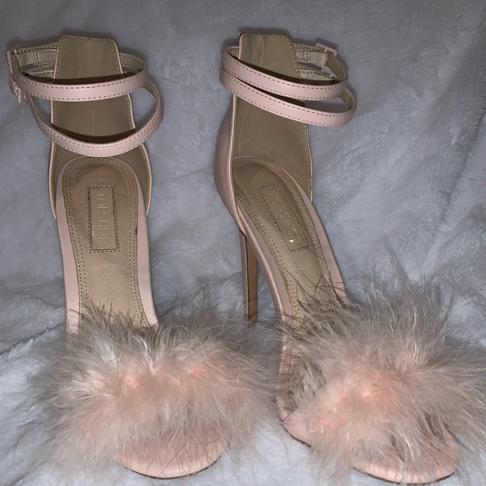 Baby doll pink fluff heels
